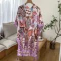 Bohemian ethnic print beach sunscreen shawl cover up for women elegant vacation kimono top - 44