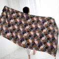 Women large floral print beach shawl summer sun protection scarf travel accessories - Brown Floral