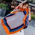 Bohemian ethnic style women's shawl cape, vibrant colorful patterned lightweight summer scarf. - Style 14