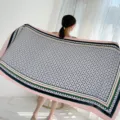 Summer women's large silk scarf shawl, geometric print beach sun protection wrap for travel. - Classic Geometric