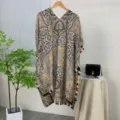 Women Paisley Print Beach Kaftan Summer Boho Open Front Kimono Sun Protection Shawl Cardigan - 37