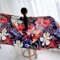 Floral print beach scarf large summer shawl women ethnic style sunscreen travel wrap for seaside - Dark Tropical Floral