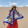 Châle de protection solaire à imprimé géométrique ethnique pour femme, foulard léger été. - 230 GSM