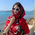 Women red vintage belt print scarf summer beach sun protection shawl fashion travel head wrap - Over 175cm / L2312