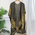 Women Black Gold Baroque Style Sunscreen Cardigan Shawl Lightweight Silk Scarf Outerwear - 90*180cm / 19