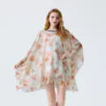 Haut poncho transparent imprimé feuilles d'été, couverture de plage légère et élégante. - 14