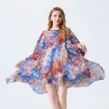 Robe d'été ample à imprimé floral 3D en mousseline légère mode plage vacances femme - 15