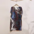 Summer abstract print chiffon beach cover-up shawl, elegant loose oversized kaftan top. - 27