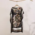 Detailed display of the luxury baroque printed summer beach cover-up and elegant shawl top. - 25