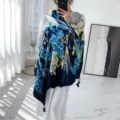 Women floral print scarf retro ethnic style tassel beach shawl spring summer sun protection - L243