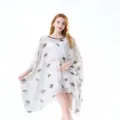Femme imprimé feuille mousseline plage couverture poncho ample robe de vacances détail - 27