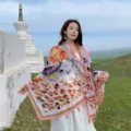 Bohemian Printed Sunscreen Shawl Scarf Women Beach Travel Lightweight Summer Wrap - Colorful Leopard Sunflower - Orange / 180*90