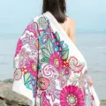 Oversized ethnic style floral print beach shawl and scarf for women, lightweight summer wrap. - Style 5