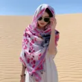 Bohemian print scarf beach shawl summer sun protection desert travel wrap lightweight women - Colorful Leopard Sunflower - Pink / 180*90