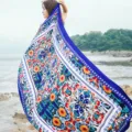 Ethnic style oversized beach towel scarf women sun protection floral print versatile shawl summer. - Style 4