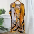 Silk scarf shawl cardigan sunscreen cape elegant geometric print women fashion outerwear top - 90*180cm / 05
