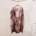 Women summer lightweight printed sun protection shawl loose boat neck beachwear cover up. - 5
