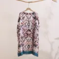 Detailed view of the summer print sun protection shawl, featuring loose fit and elegant hem design. - Style 3