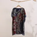 Women Summer Sun Protection Shawl Printed Loose Faux Silk Beach Cover Up Kaftan Top - 2