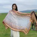 Bohemian ethnic style sun protection shawl, large beach scarf with chic print and tassels. - Flying Maple Leaf - Coffee / 180*90