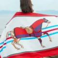 Grand foulard de plage imprimé équestre femme été léger châle protection solaire polyvalent. - Style 10