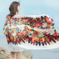 Étoole de plage oversize style ethnique, châle d'été fin imprimé floral protection solaire. - Style 11