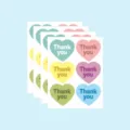 Heart-shaped macaron color thank you sticker detail view for gift sealing and packaging. - Style B (6 Stickers/Sheet)