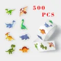500pcs cute cartoon dinosaur stickers roll, waterproof sticker decors for laptop, guitar. - 500 Stickers/Roll / Multicolor