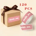 120pcs rectangular thank you stickers roll, pink dessert baking label decorative gift seal. - CX-179B