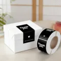 Black and white thank you sealing stickers roll for gift packaging, wedding and baking decoration. - 100 Stickers/Roll / Black