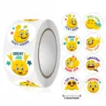 Details of roll reward stickers featuring cute smiley faces and encouraging English phrases. - SYF-14
