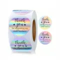 500pcs rollo de pegatinas redondas holográficas de agradecimiento para embalaje de negocios. - Paquete de 500 Piezas / Blanco