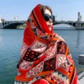 Bohemian ethnic style scarf women summer travel sunscreen headscarf cotton linen thin shawl - Red