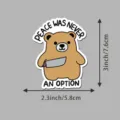 Cute cartoon brown bear holding knife sticker funny laptop water bottle waterproof decal - Cartoon Bear Sticker (CX-166)