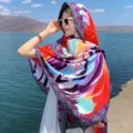 Bohemian ethnic style women summer travel sunscreen headscarf colorful printed fashion shawl - 329