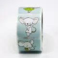 Roll of cute cartoon mouse rectangle stickers for gift packaging and box sealing decoration. - CT-15 / 3x3cm 300 Stickers