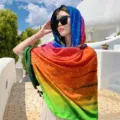 Rainbow Gradient Bohemian Headscarf Sunscreen Shawl Fashion Variant Style Colorful Scarf - Multicolor Star