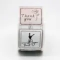 Roll of square self-adhesive Thank You stickers with floral line art for gift box packaging seal. - CT-16 / 3x3cm 300 Stickers