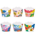 Bunte Geburtstag Party Cupcake Wrapper Set, dekorative Papier Muffinförmchen zum Backen. - Kuchenumrandung Typ C / 6 Stück/Packung