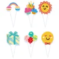 Cute birthday cake topper set cartoon cupcake picks party decoration dessert table ornaments - Cake Toppers Style C / 6 Pieces Set