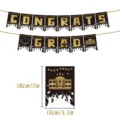 Abschluss Party Hängende Banner Set mit schwarz goldenen Glitzer Schwalbenschwanzflaggen. - Abschlussbanner Schwarz