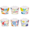 Bunte Geburtstag Muffin Umrandung Papier Förmchen Party Dekoration Backen Set 6 Stk - Kuchenumrandung Typ B / 6 Stück/Packung