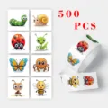 Cute cartoon insect stickers roll 500 pcs waterproof vinyl decals for kids water bottle - CX-19 / 500 Stickers/Roll