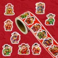 Chinese New Year roll stickers, 300pcs Caishen decorative labels for gift wrapping and party. - Treasure Gathering