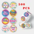 500pcs reward stickers roll round colorful encouragement cute cartoon labels for kids school - Reward Stickers