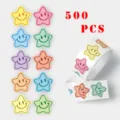 500 τεμ ρολό αυτοκόλλητα αστέρι smiley, χαριτωμένες ετικέτες επιβράβευσης για παιδιά. - CX-286B