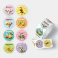 Kids Reward Stickers Roll Cute 3D Cartoon Animal Round Adhesive Labels for Teachers & School - CX-236B