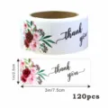 Roll of 120pcs vintage floral thank you stickers, 1x3 inch sealing labels for gift boxes. - CT-01