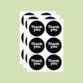 Round thank you sealing stickers black white design gift packaging envelope labels 120pcs - Black