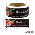 Vintage floral thank you sticker roll for gift packaging, small business and envelope sealing. - CT-02